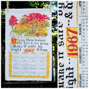 VTG 1967 Calendar Towel Bless This House Prayer